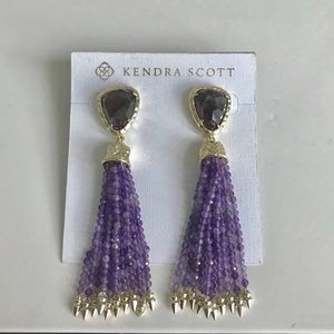 Kendra Scott purple blossom tassel earrings